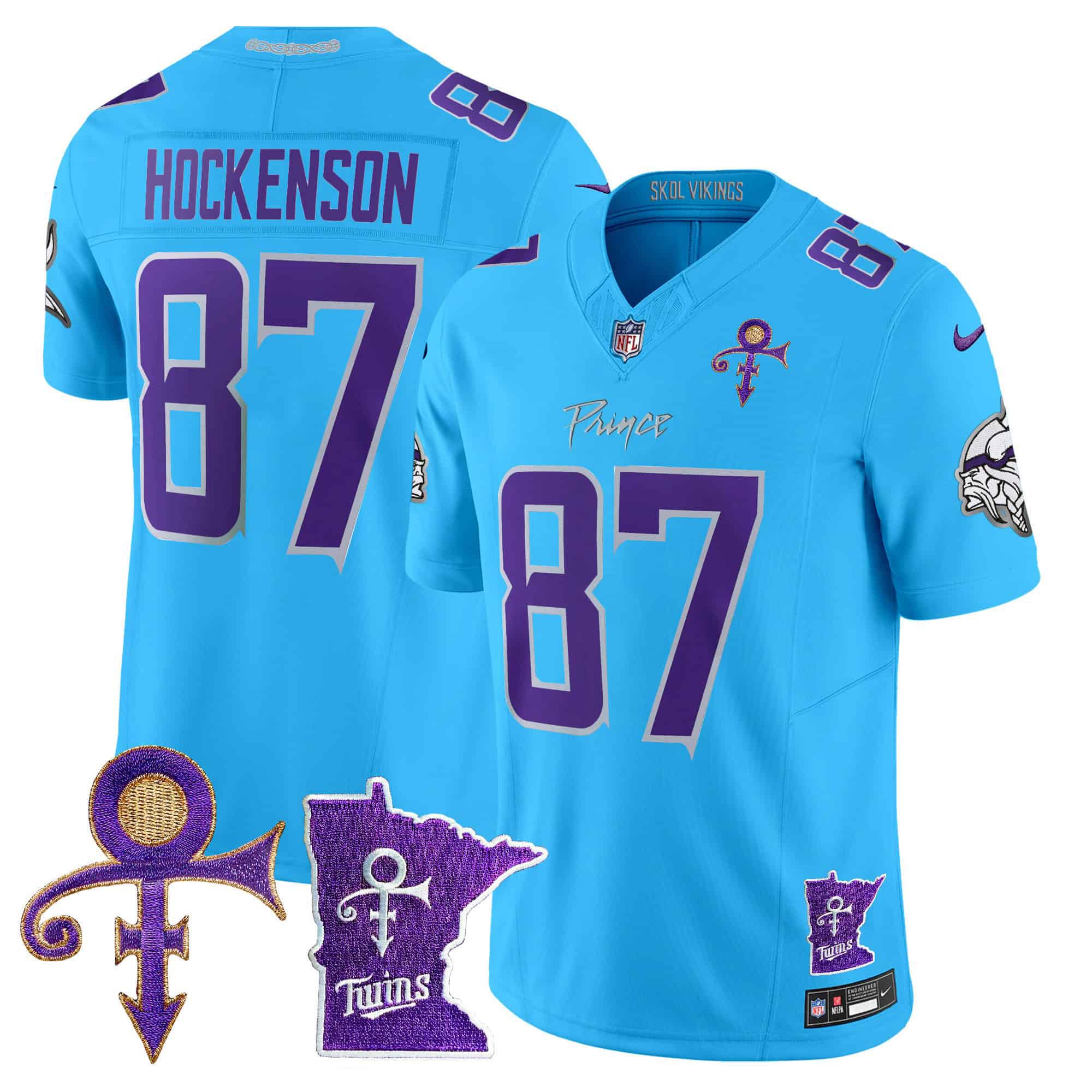 Men Minnesota Vikings #87 Hockenson Light Blue 2024 Nike Prince Vapor Limited NFL Jersey